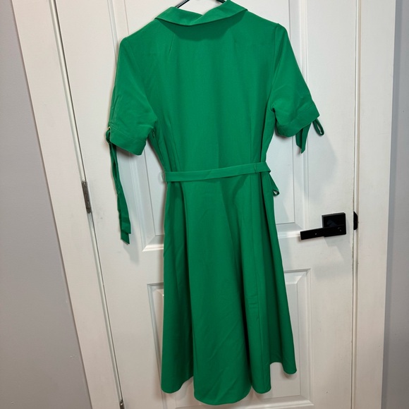 Sharagano Vibrant Green Midi Dress with Tie Sleeves size 6 - Picture 8 of 16